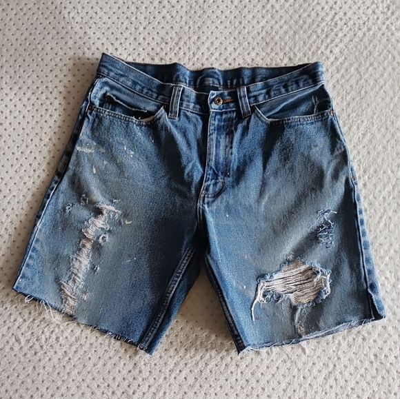 Vintage 90's Bermuda beautiful cut off Distressed Jean shorts - Picture 7 of 11